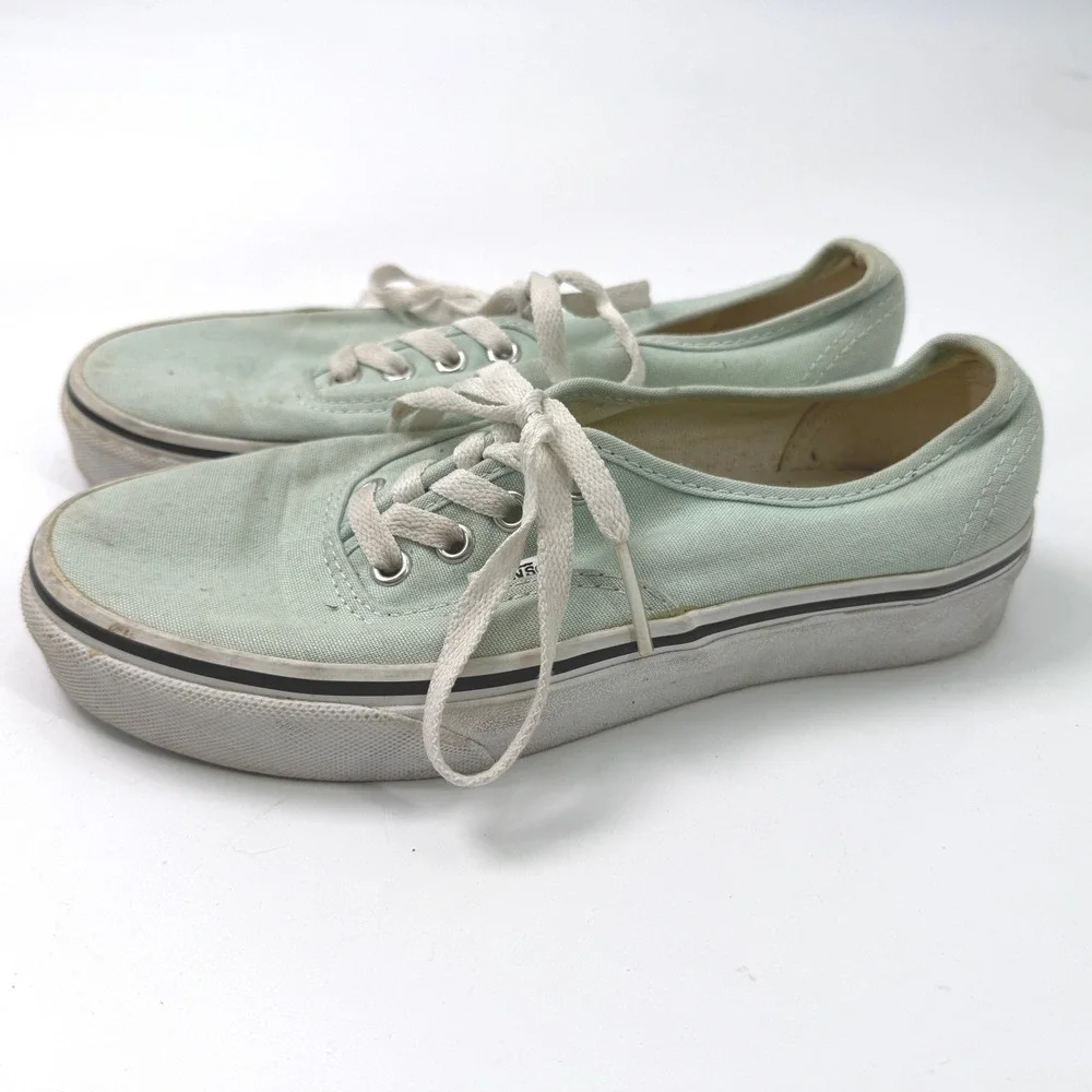 Vans‎ Authentic Sneakers Women 6.5 Mint Green Canvas Skate Shoes Indie Boho